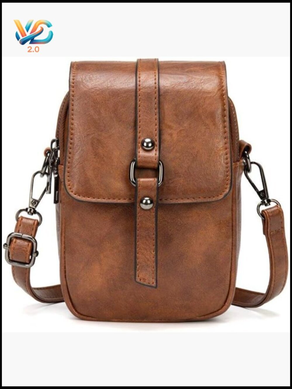 Vintage Crossbody Phone Bag for Women, Small PU Leather Shoulder Purse